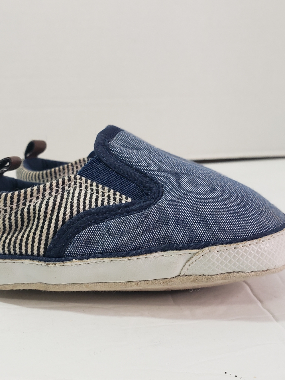 Carter's Navy Blue Denim and Cream Slip-On Canvas Baby Shoes, Sz: 9-12 months,